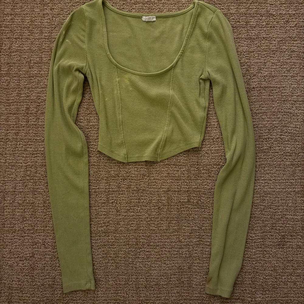 💚 Green Long-Sleeve Corset Top – Size XS 💚